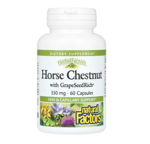 Natural Factors, Horse Chestnut with GrapeSeedRich, 350 mg, 60 Capsules