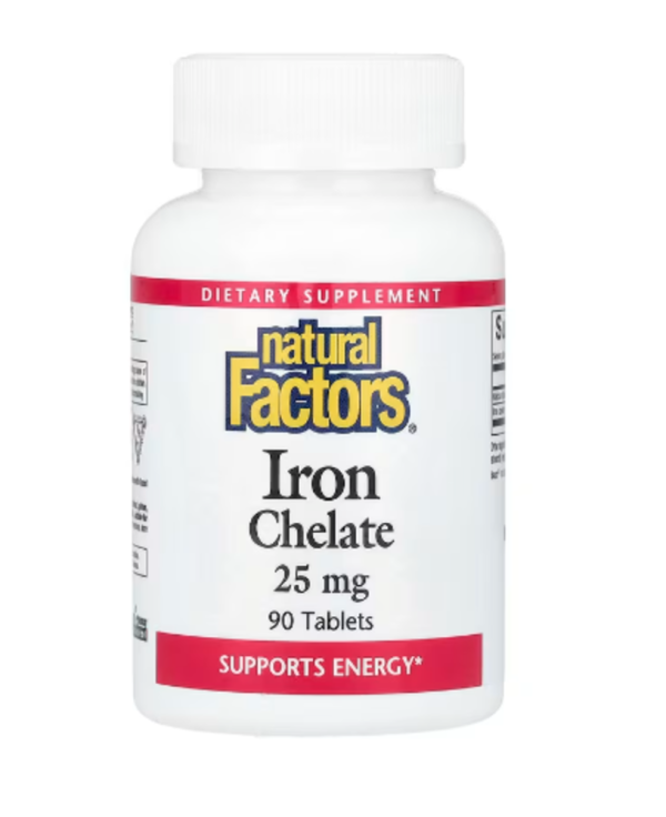 Natural Factors, Iron Chelate, 25 mg, 90 Tablets