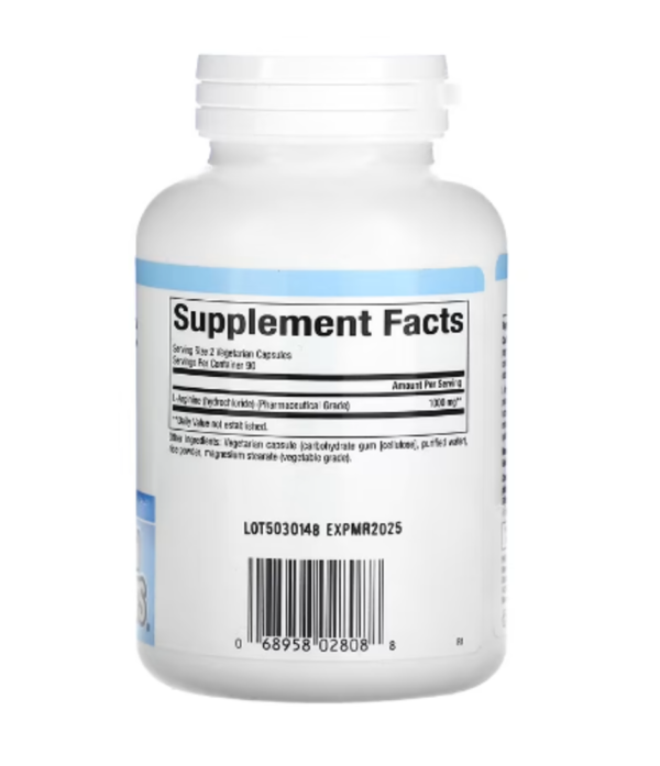 Natural Factors, L-Arginine, 500 mg, 180 Vegetarian Capsules