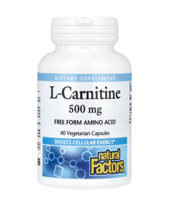 Natural Factors, L-Carnitine, 500 mg, 60 Vegetarian Capsules