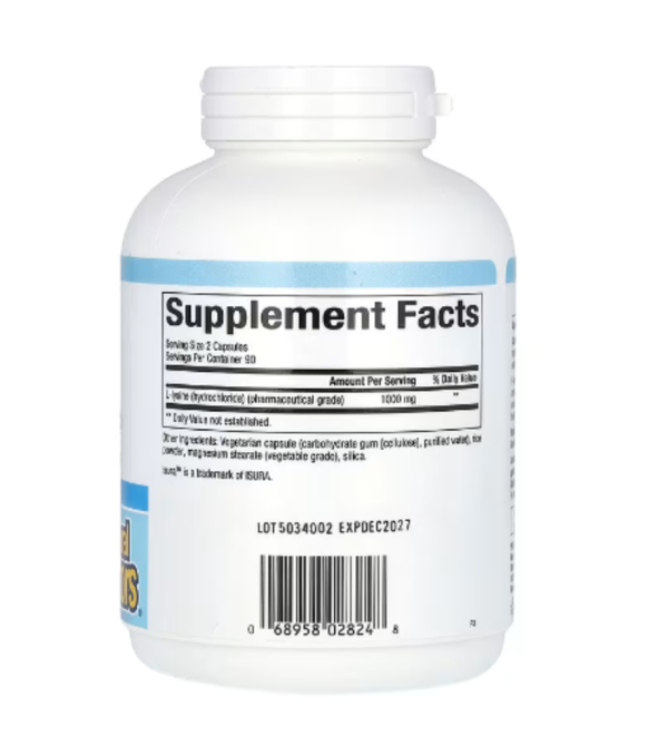 Natural Factors, L-Lysine, 500 mg, 180 Vegetarian Capsules (250 mg)