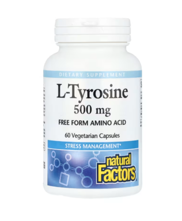 Natural Factors, L-Tyrosine, 1,000 mg, 60 Vegetarian Capsules (500 mg per Capsule)