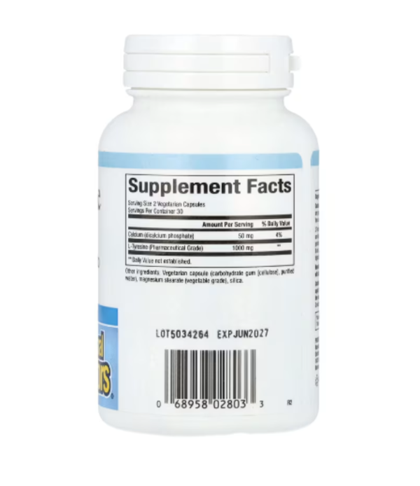 Natural Factors, L-Tyrosine, 1,000 mg, 60 Vegetarian Capsules (500 mg per Capsule)
