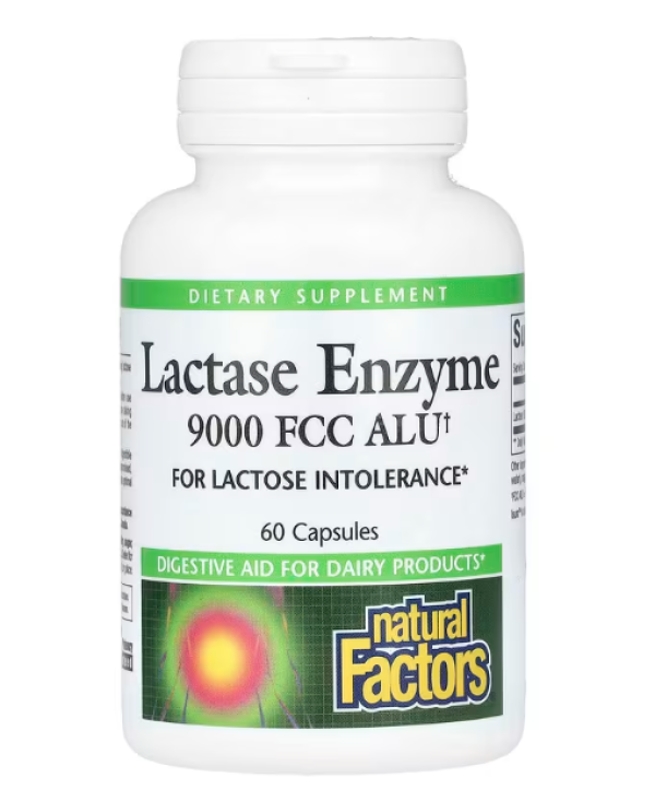 Natural Factors, Lactase Enzyme, 9,000 FCC ALU, 60 Capsules