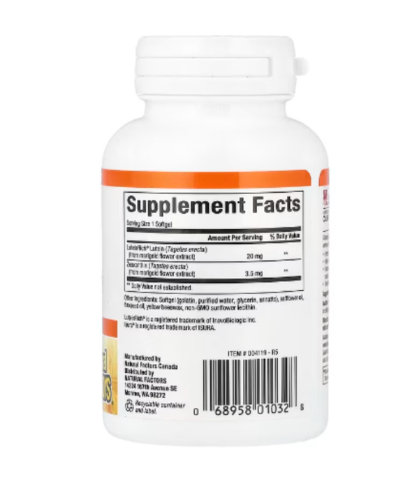 Natural Factors, Lutein, 20 mg, 60 Softgels