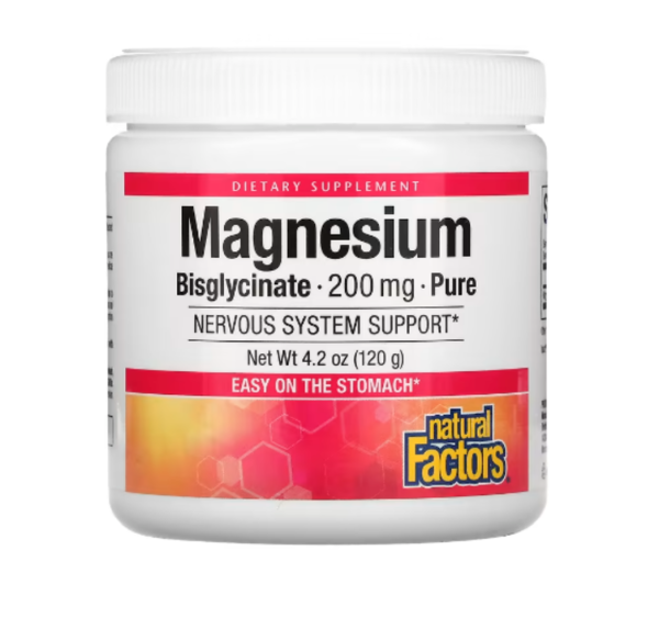 Natural Factors, Magnesium Bisglycinate, Pure, 200 mg, 4.2 oz (120 g)