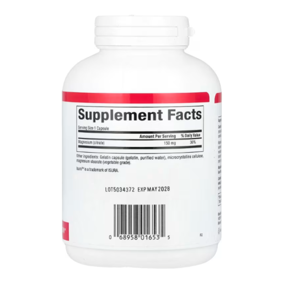 Natural Factors, Magnesium Citrate, 150 mg, 180 Capsules