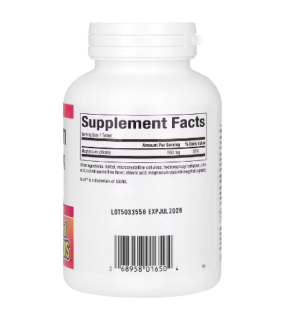 Natural Factors, Magnesium Citrate, Key Lime, 150 mg, 60 Chewable Tablets