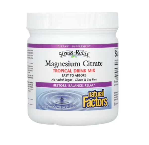 Natural Factors, Magnesium Citrate, Tropical Drink Mix, 8.8 oz (250 g)