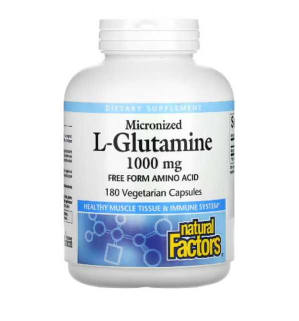 Natural Factors, Micronized L-Glutamine, 1,000 mg, 180 Vegetarian Capsules