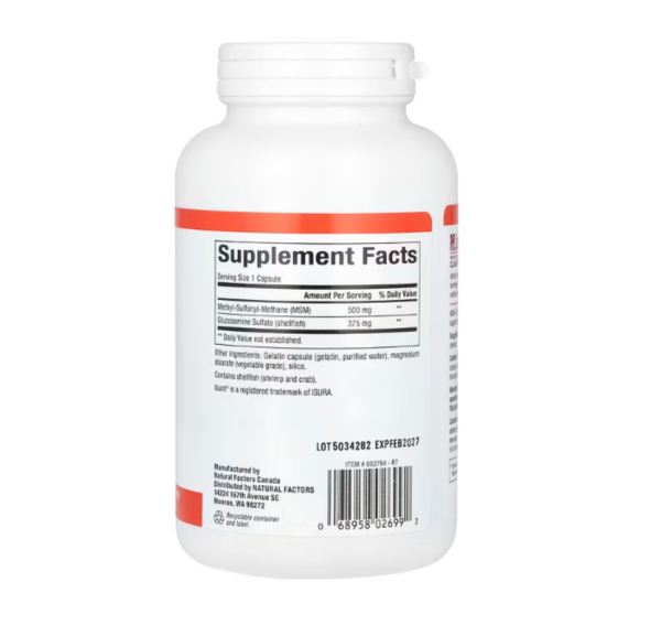 Natural Factors, MSM & Glucosamine Sulfate, 180 Capsules