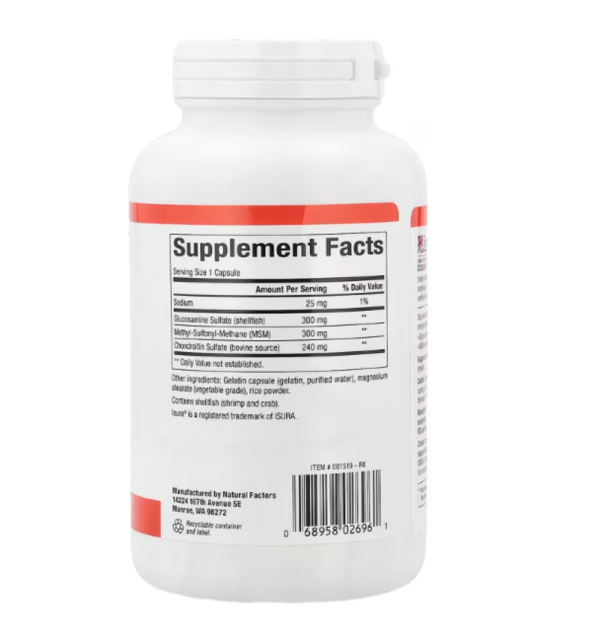 Natural Factors, MSM Joint Formula with Glucosamine & Chondroitin Sulfate, 180 Capsules