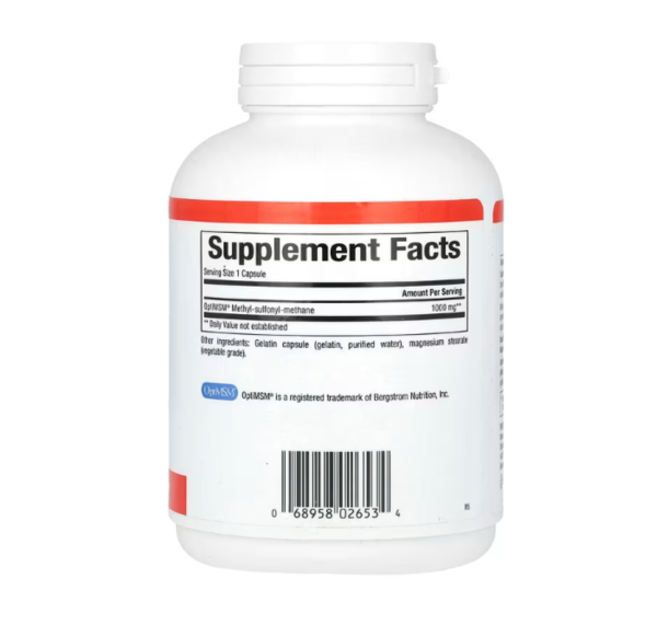 Natural Factors, MSM, Methyl-Sulfonyl-Methane, 1,000 mg, 180 Capsules