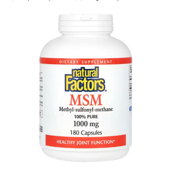Natural Factors, MSM, Methyl-Sulfonyl-Methane, 1,000 mg, 180 Capsules