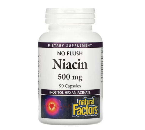 Natural Factors, No Flush Niacin, 500 mg, 90 Capsules