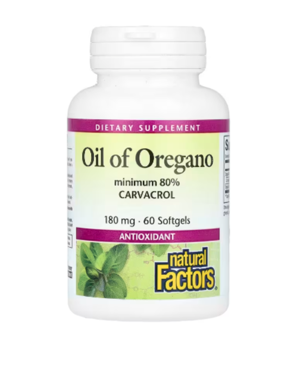 Natural Factors, Oil Of Oregano, 180 mg, 60 Softgels