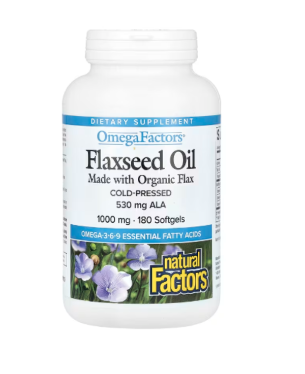 Natural Factors, OmegaFactors, Flaxseed Oil, 1,000 mg , 180 Softgels