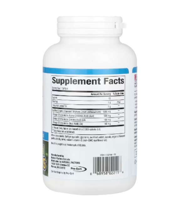 Natural Factors, OmegaFactors, Flaxseed Oil, 1,000 mg , 180 Softgels