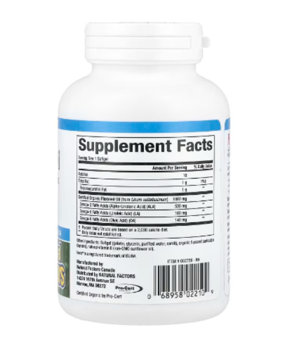 Natural Factors, OmegaFactors, Flaxseed Oil, 1,000 mg, 90 Softgels