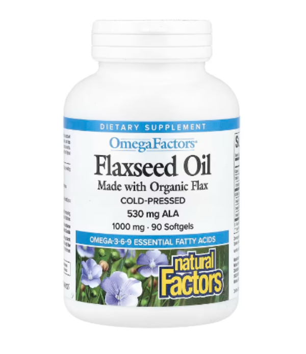Natural Factors, OmegaFactors, Flaxseed Oil, 1,000 mg, 90 Softgels