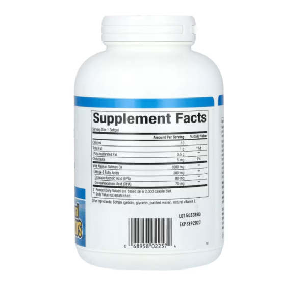 Natural Factors, OmegaFactors, Wild Alaskan Salmon Oil, 1,000 mg, 180 Softgels