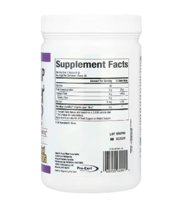 Natural Factors, Organic Low Fodmap† Reliefiber®, Unflavored, 5.3 oz (150 g)