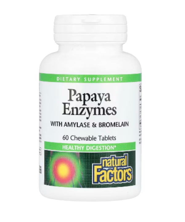 Natural Factors, Papaya Enzymes with Amylase & Bromelain, 60 Chewable Tablets