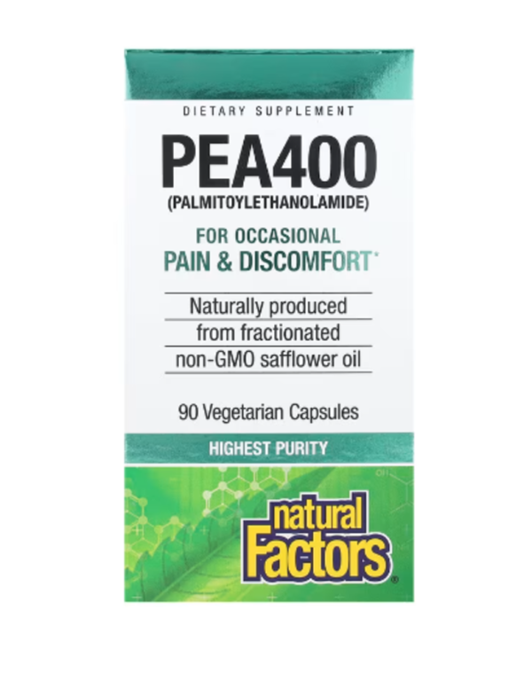 Natural Factors, PEA400, (Palmitoylethanolamide), 90 Vegetarian Capsules