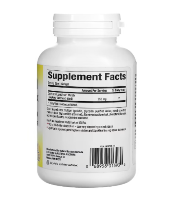 Natural Factors, Quercetin LipoMicel Matrix, 120 Liquid Softgels