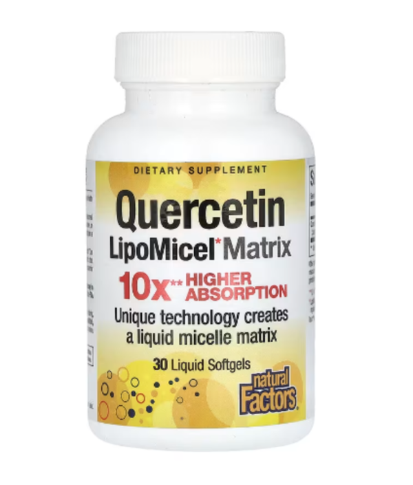 Natural Factors, Quercetin LipoMicel Matrix, 30 Liquid Softgels