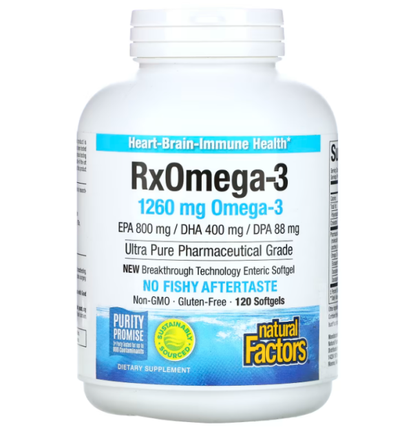 Natural Factors, Rx Omega-3, 1,260 mg, 120 Softgels (630 mg per Softgel)