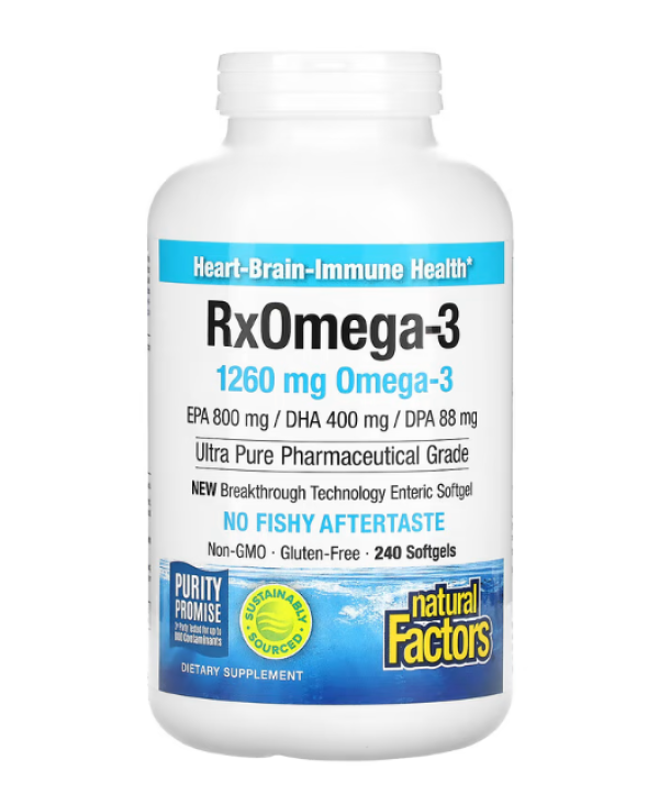 Natural Factors, Rx Omega-3, 1,260 mg, 240 Softgels (630 mg per Softgel)