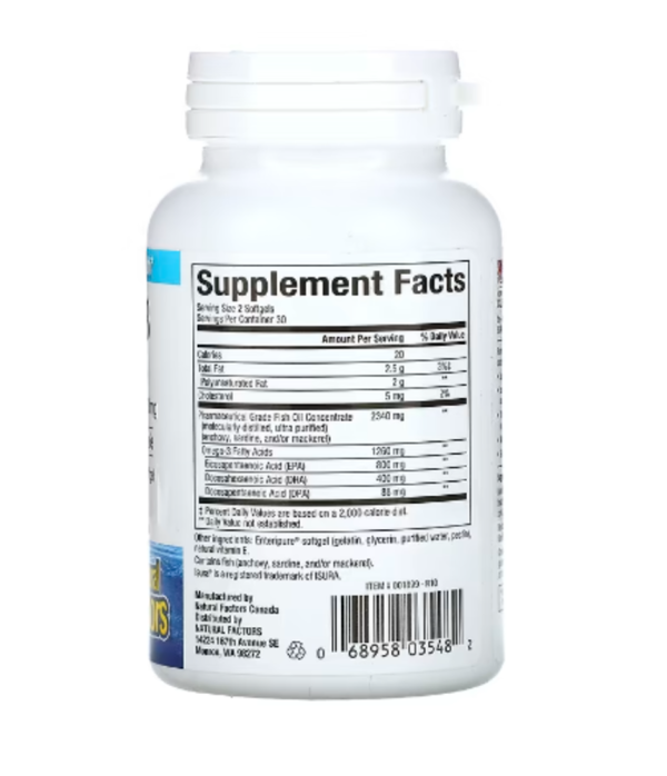 Natural Factors, RxOmega-3, 1,260 mg, 60 Softgels (630 mg per Softgel)