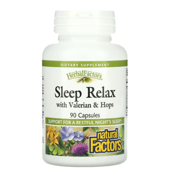 Natural Factors, Sleep Relax with Valerian & Hops, 90 Capsules