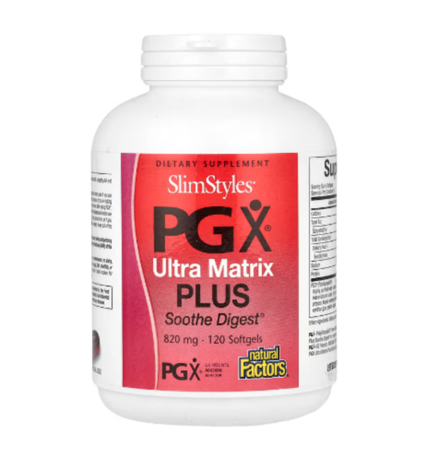 Natural Factors, SlimStyles, PG X Ultra Matrix Plus Soothe Digest, 120 Softgels