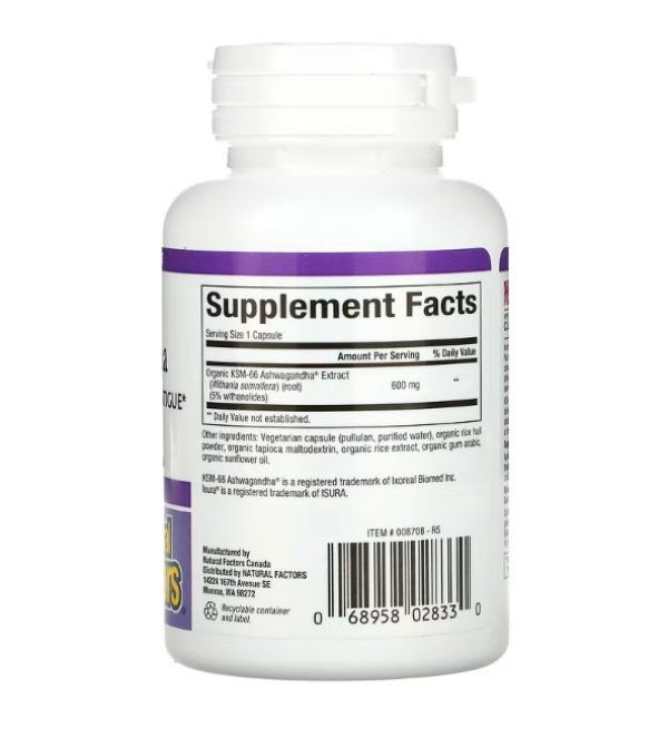 Natural Factors, Stress-Relax, Ashwagandha, 600 mg, 30 Vegetarian Capsules