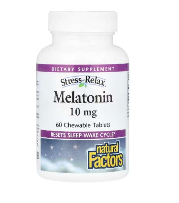 Natural Factors, Stress-Relax, Melatonin, 10 mg, 60 Chewable Tablets