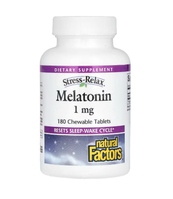 Natural Factors, Stress-Relax, Melatonin, 1 mg, 180 Chewable Tablets
