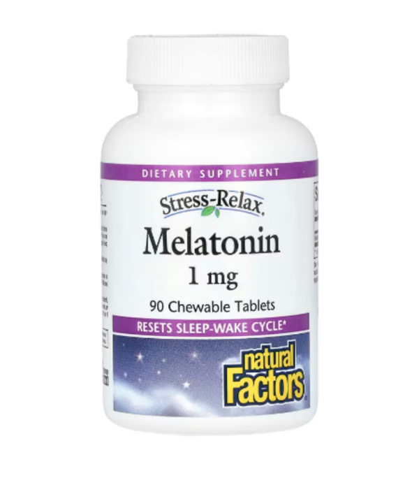 Natural Factors, Stress-Relax, Melatonin, 1 mg, 90 Chewable Tablets