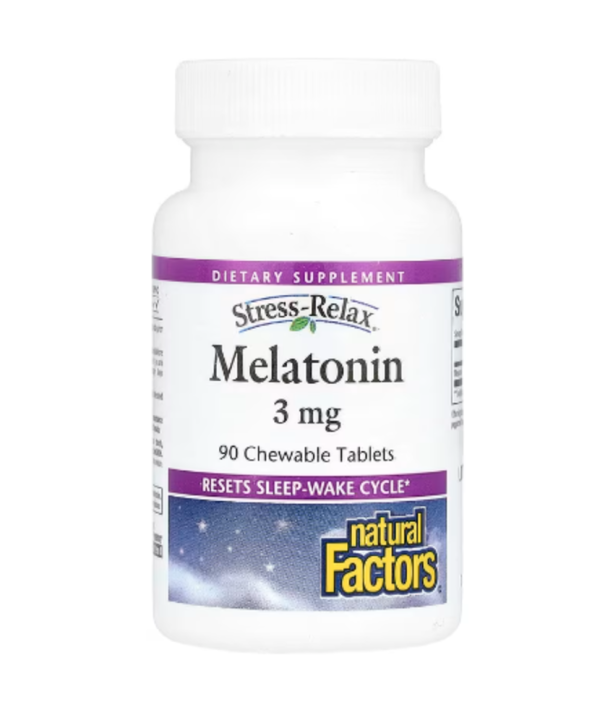 Natural Factors, Stress-Relax®, Melatonin, 3 mg, 90 Chewable Tablets