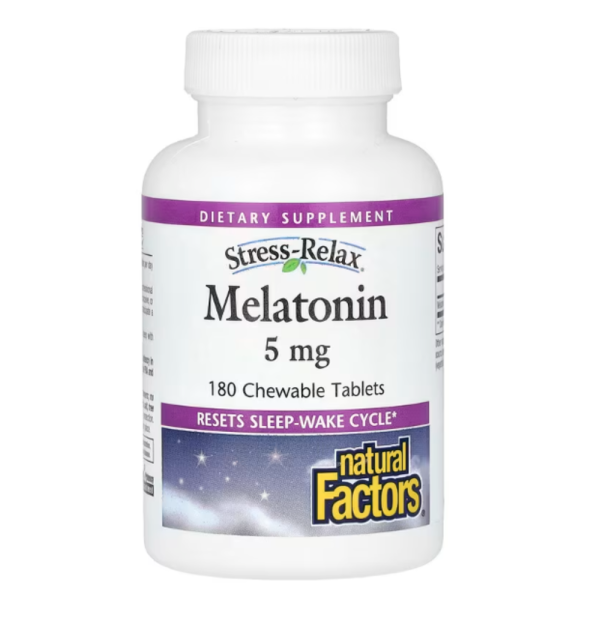 Natural Factors, Stress-Relax, Melatonin, 5 mg, 180 Chewable Tablets