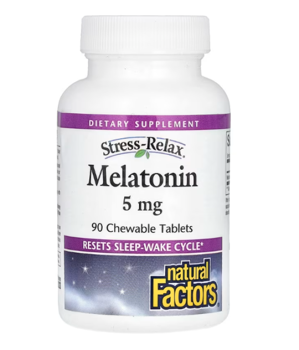Natural Factors, Stress-Relax, Melatonin, 5 mg, 90 Chewable Tablets