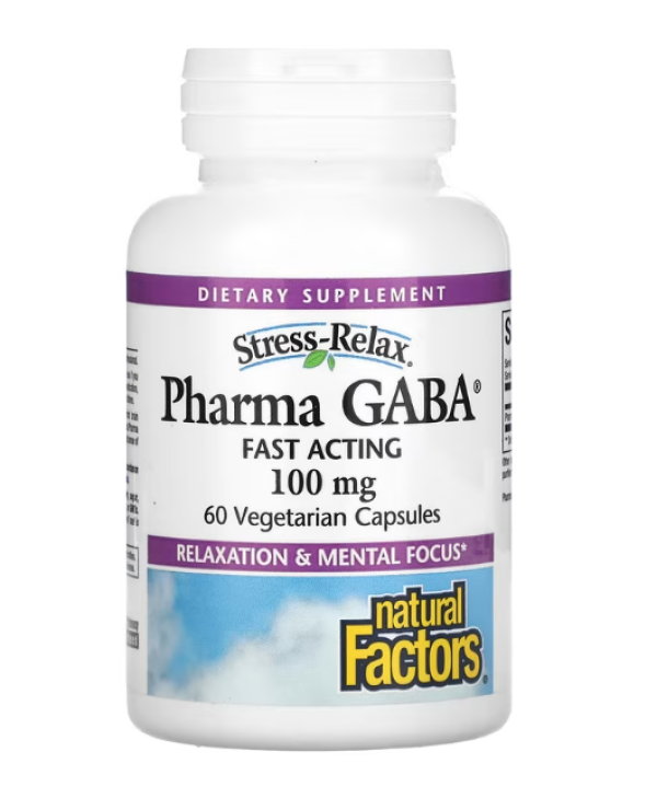 Natural Factors, Stress Relax, Pharma GABA, 100 mg, 60 Vegetarian Capsules