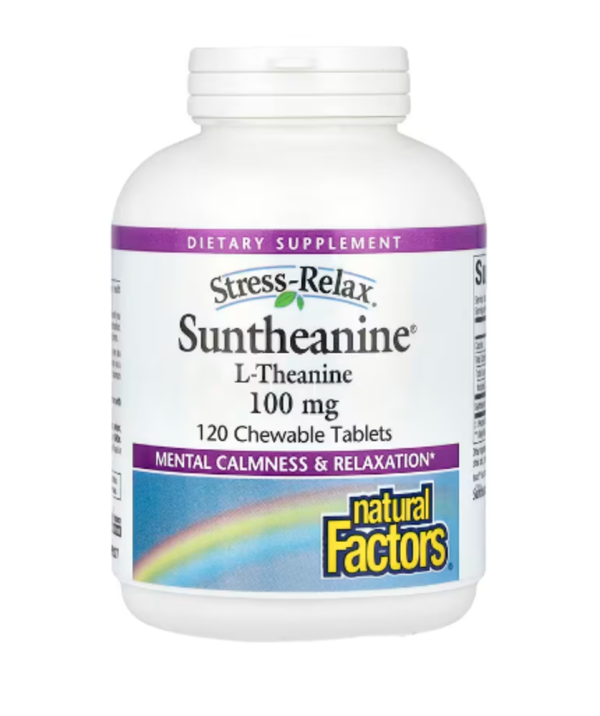 Natural Factors, Stress-Relax, Suntheanine L-Theanine, 200 mg, 120 Chewable Tablets (100 mg per Tablet)