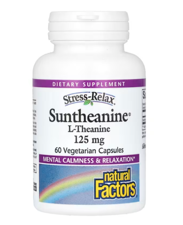 Natural Factors, Stress-Relax, Suntheanine, L-Theanine, 250 mg, 60 Vegetarian Capsules (125 mg Per Vegetarian Capsule)