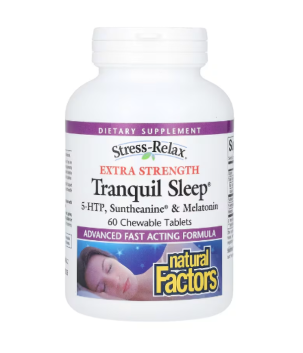Natural Factors, Stress-Relax, Tranquil Sleep, Extra Strength , 60 Chewable Tablets