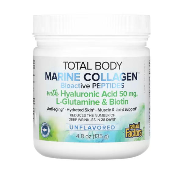 Natural Factors, Total Body Marine Collagen, Bioactive Peptides, Unflavored, 4.8 oz (135 g)