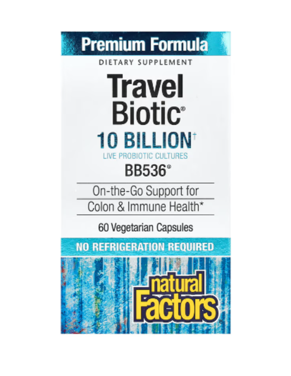 Natural Factors, Travel Biotic, BB536, 10 Billion, 60 Vegetarian Capsules