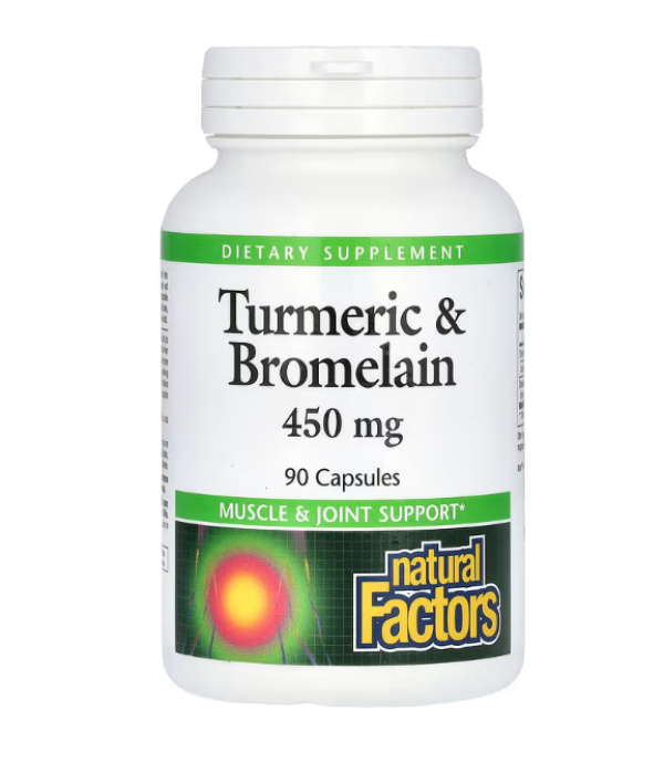 Natural Factors, Turmeric & Bromelain, 450 mg, 90 Capsules