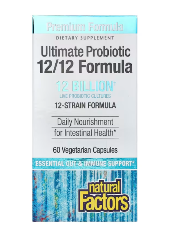 Natural Factors, Ultimate Probiotic, 12/12 Formula, 12 Billion, 60 Vegetarian Capsules